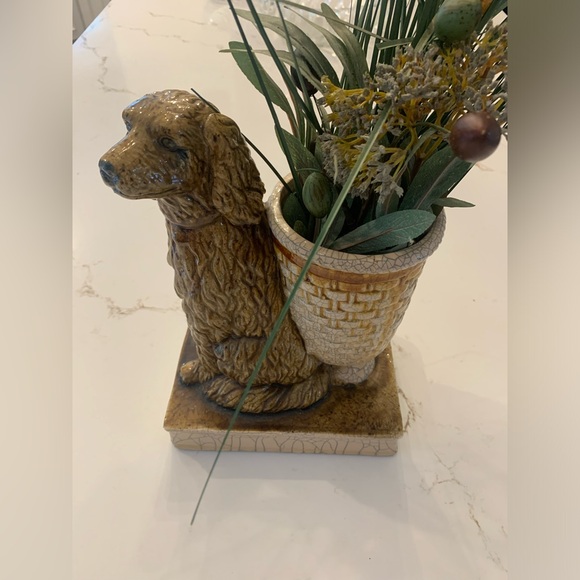 Glazed Ceramic Cocker Spaniel Faux Flower Vase (minor chip) 11x7x5” - Picture 2 of 14